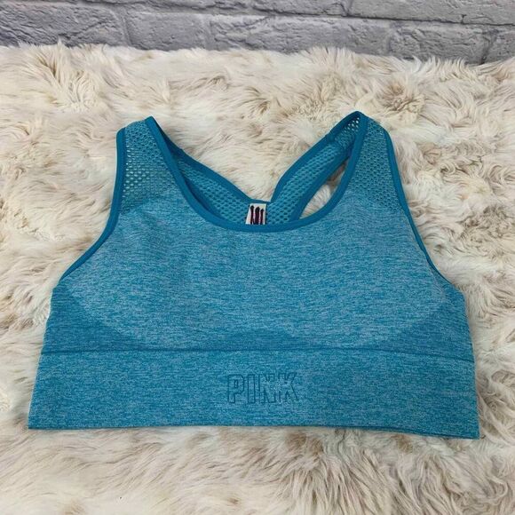 Pink by Victoria's Secret Sports Bra Womens Small Blue Racerback - Picture 1 of 4